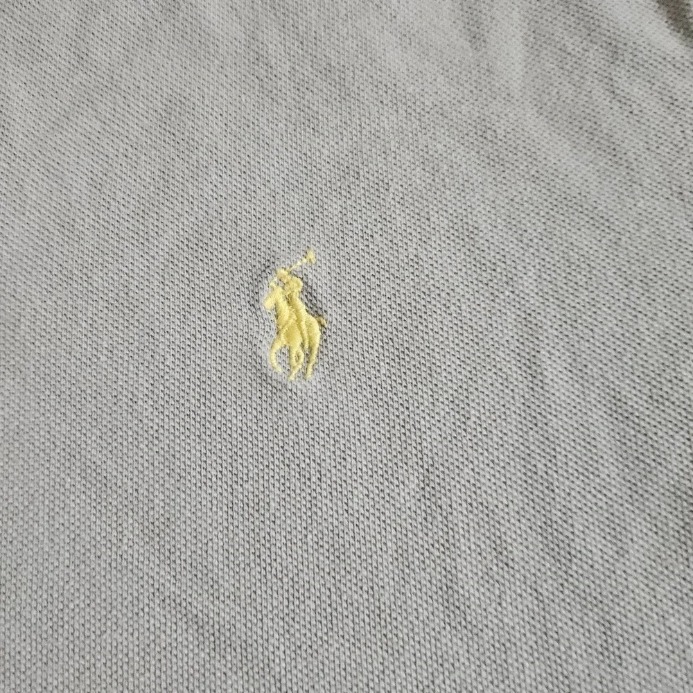 VINTAGE Polo Ralph Lauren Shirt Men XL Grey Yellow Pony Custom Fit Long‎ Tail